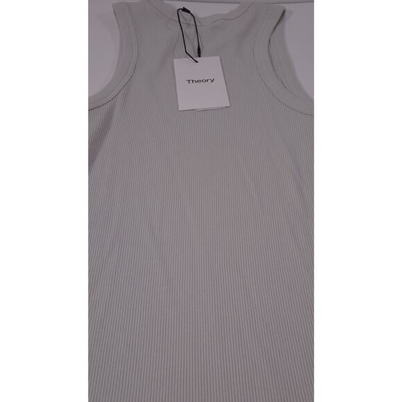 Theory Women's Fitted Tank O _ 2 Compact Rib Top Sz P NWT 130 Lunar Rock IRRG - Picture 8 of 8